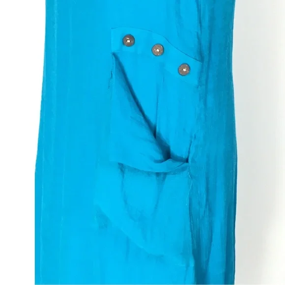 Miss Nikky Aqua Blue Short Sleeve Scooped Neck Layered Shift Dress size Medium - Picture 10 of 15